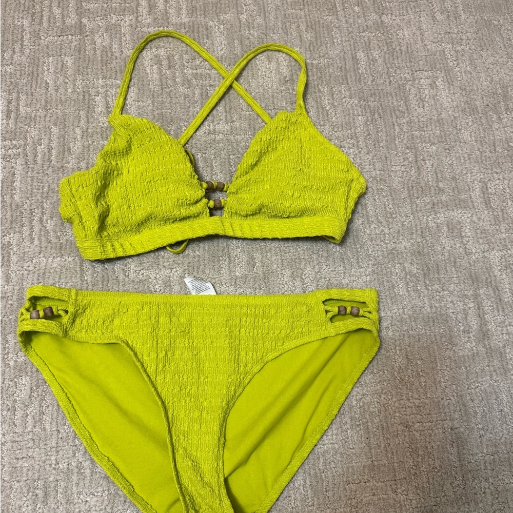 Time and Tru Bright Green Bikini Set